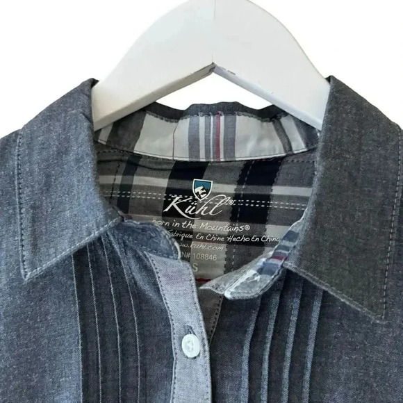 Kuhl Kiley Vintage Indigo Sail Blue Chambray Denim Tie Waist Dress SZ S #1848 - Picture 7 of 16